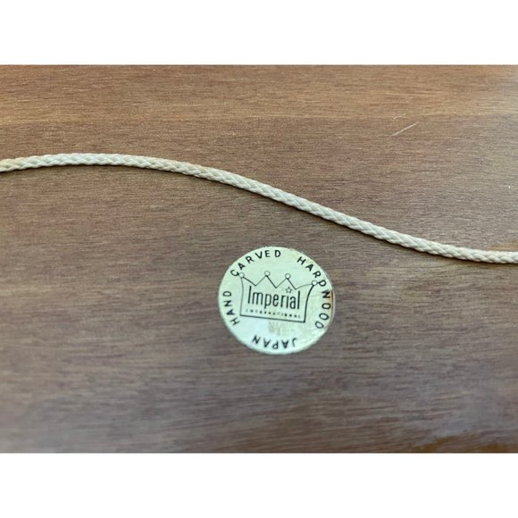 Vintage hand carved wood cheese board with knife, ceramic insert, apples insert - Picture 9 of 9